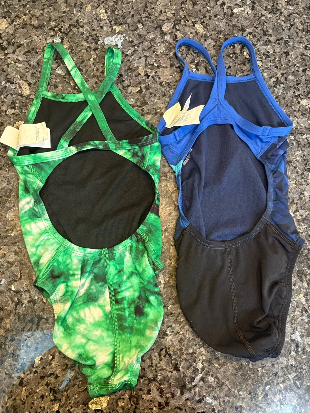 Set of 2 suits: Nike Girls' Green Tie-Dye & Blue Geo Print One-Piece Swim